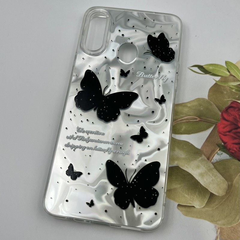 قاب گوشی Galaxy A20S سامسونگ 3D Wave Case طرح سه بعدی موج لنز برجسته پروانه نقره ای کد 45250 - Image 2