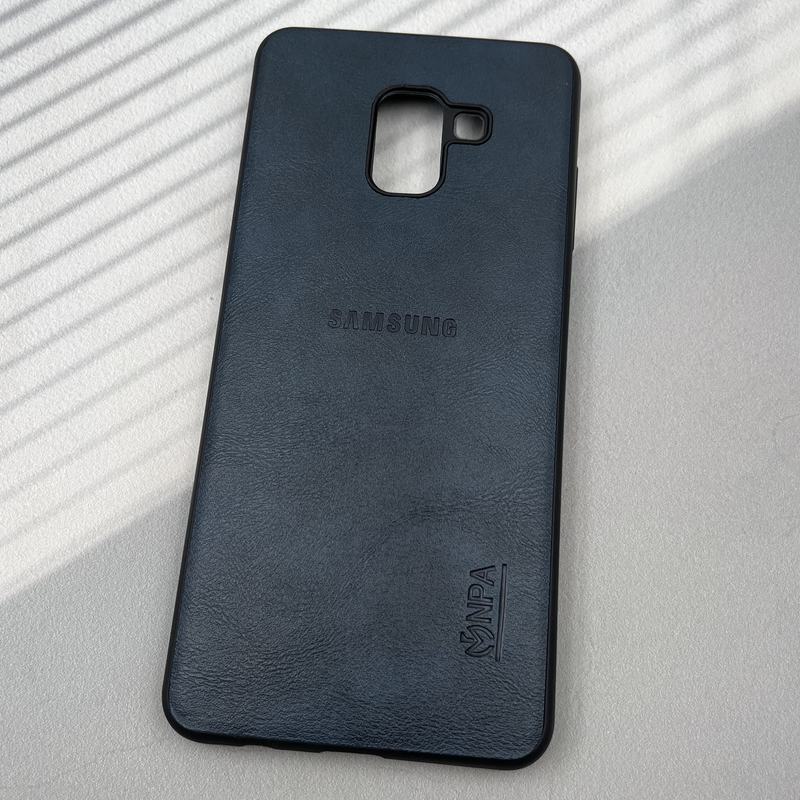قاب گوشی Galaxy A8 Plus سامسونگ چرمی لوگو دار NPA کلاسیک سرمه ای کد 45985 - Image 2