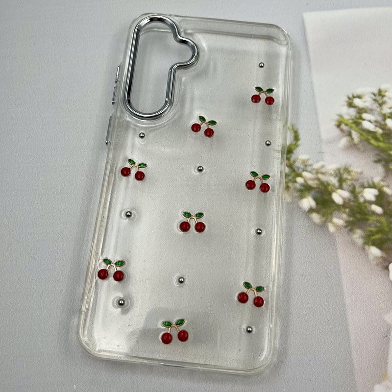 قاب گوشی Galaxy A55 سامسونگ Shine Case لنز Silver شفاف شاین ایربگ دار طرح گیلاس کد 46960 - Image 2