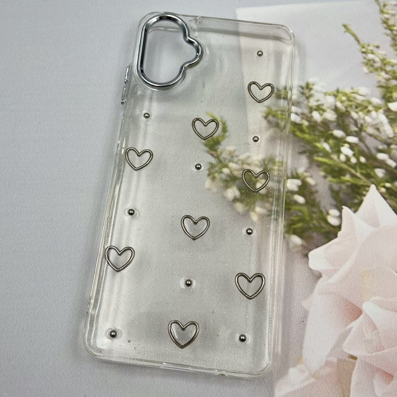 قاب گوشی Galaxy A06 سامسونگ Shine Case لنز Silver شفاف شاین ایربگ دار طرح قلب کد 47393 - Image 2