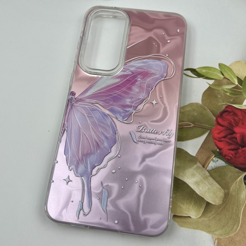 قاب گوشی Galaxy A55 سامسونگ 3D Wave Case طرح سه بعدی موج لنز برجسته پروانه صورتی کد 47452 - Image 2