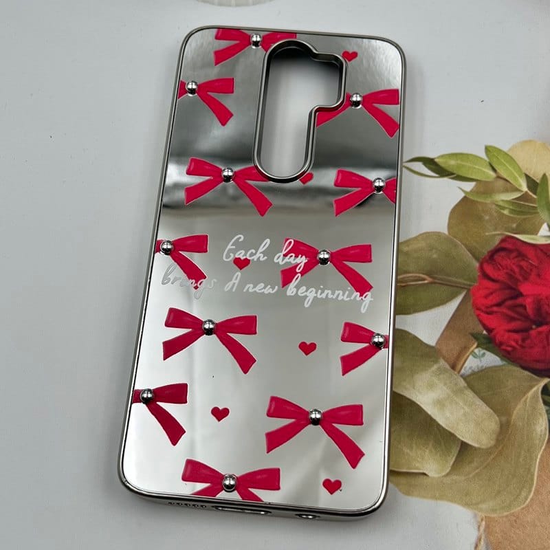 قاب گوشی Redmi Note 8 Pro شیائومی Mirror Case آینه ای مروارید برجسته طرح پاپیون قرمز کد 48210 - Image 2