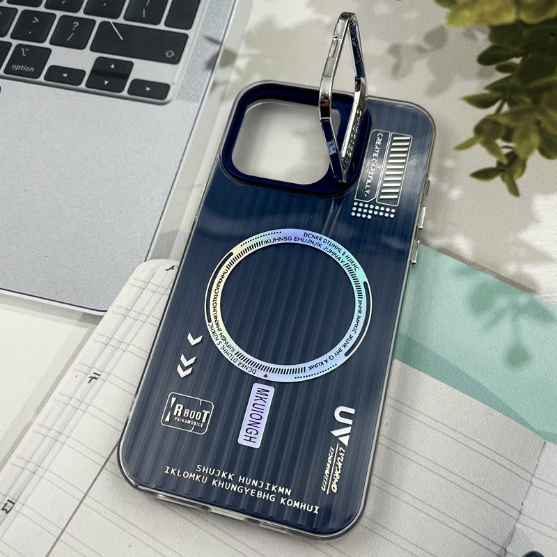 قاب گوشی iPhone 15 Pro Max آیفون RT طرح مگ سیف Magsafe لنز استندشو کرکره ای سرمه ای کد 48300 - Image 2