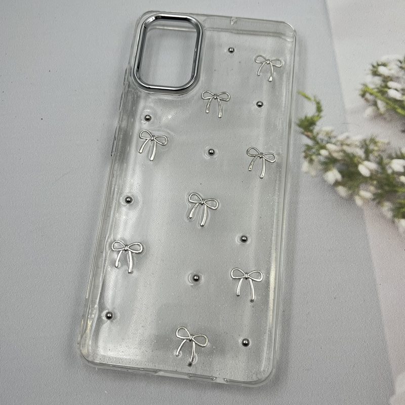قاب گوشی Galaxy A51 سامسونگ Shine Case لنز Silver شفاف شاین ایربگ دار طرح پاپیون کد 49736 - Image 2