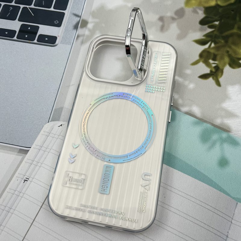 قاب گوشی iPhone 16 آیفون RT طرح مگ سیف Magsafe لنز استندشو کرکره ای سفید کد 49854 - Image 2