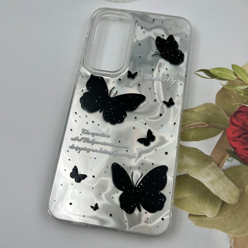 قاب گوشی Galaxy A55 سامسونگ 3D Wave Case طرح سه بعدی موج لنز برجسته پروانه نقره ای کد 49965 - Image 2