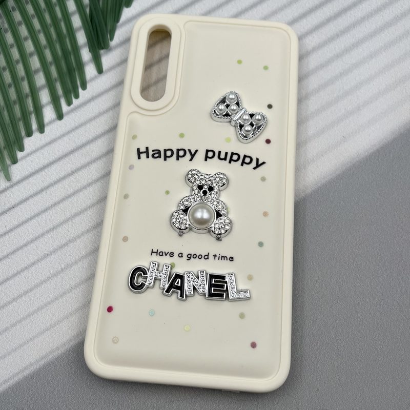 قاب گوشی Galaxy A30S / Galaxy A50S / Galaxy A50 سامسونگ Happy Puppy ایربگ دار طرح تدی مرواریدی برجسته کرم کد 50206 - Image 2