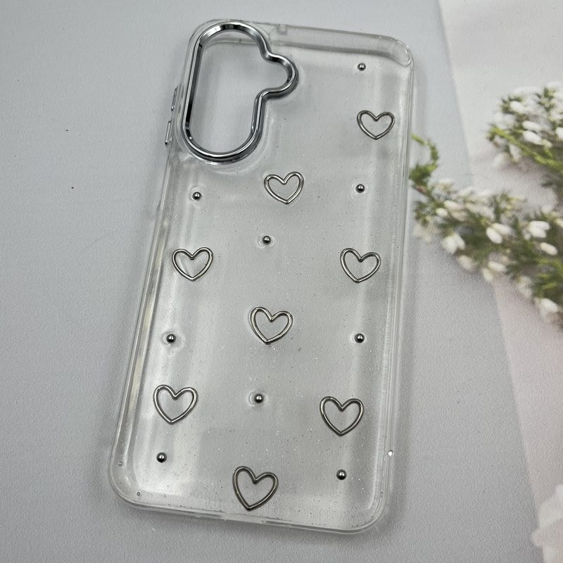 قاب گوشی Galaxy A26 سامسونگ Shine Case لنز Silver شفاف شاین ایربگ دار طرح قلب کد 50437 - Image 2