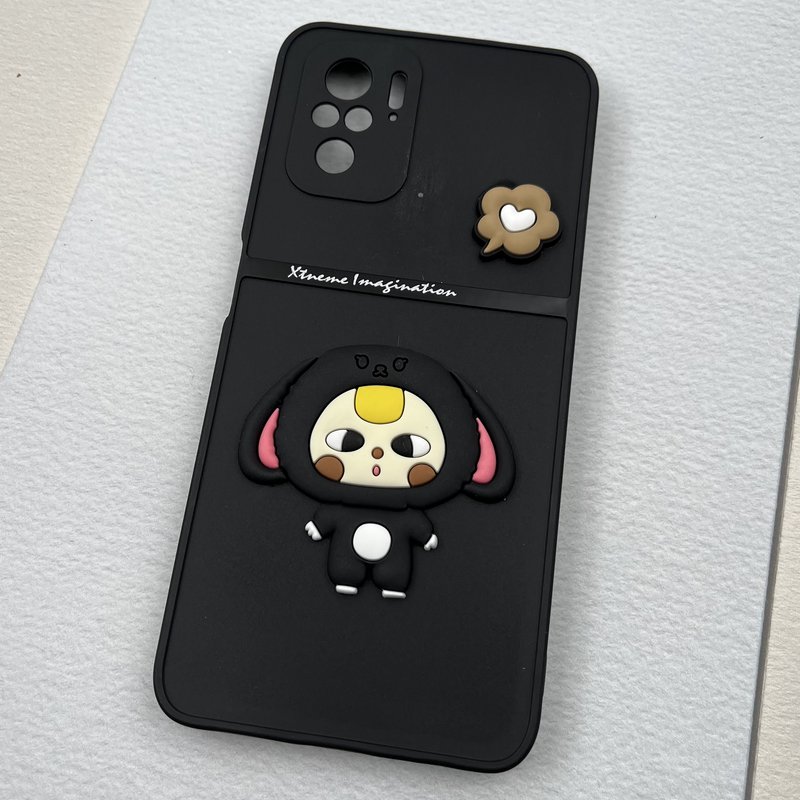 قاب گوشی Redmi Note 10 4G / Redmi Note 10S / Poco M5S شیائومی سیلیکونی Extreme Imagination عروسکی برجسته محافظ لنز دار طرح عروسکی مشکی کد 50595 - Image 2