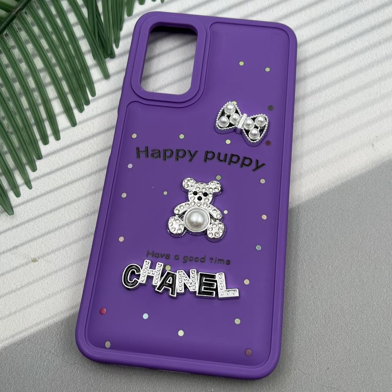 قاب گوشی Poco M3 / Redmi 9T شیائومی Happy Puppy ایربگ دار طرح تدی مرواریدی برجسته بنفش کد 52551 - Image 2