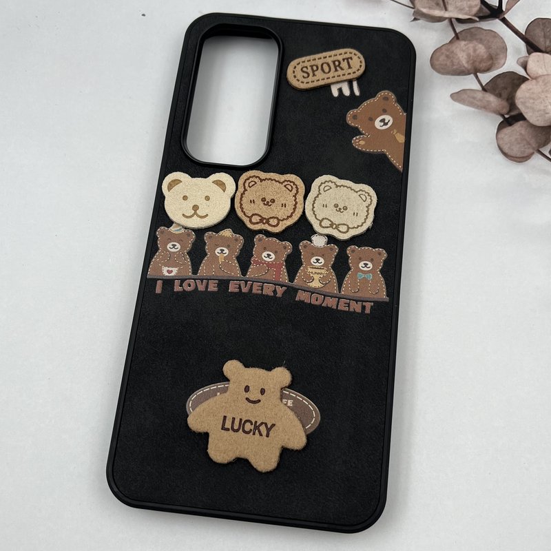 قاب گوشی Galaxy S24 FE سامسونگ Leather Case دور سیلیکونی عروسکی برجسته طرح تدی مشکی کد 52612 - Image 2