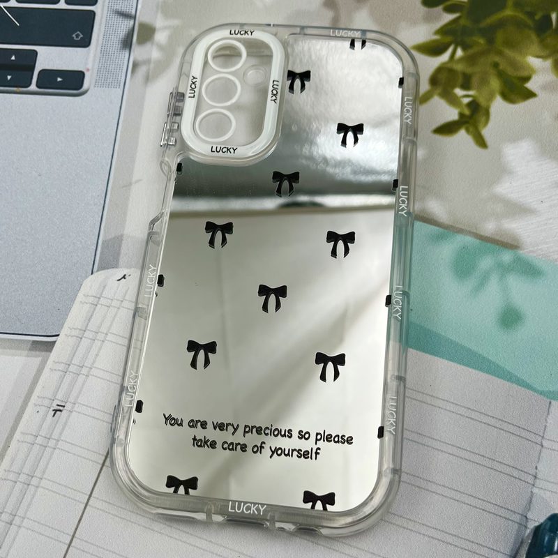قاب گوشی Galaxy A14 سامسونگ Mirror Case ایربگ دار آینه ای طرح پاپیون مشکی لنز رنگی کد 53186 - Image 2