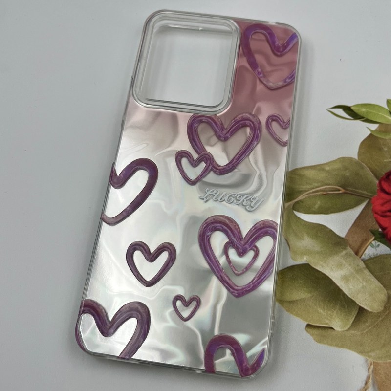 قاب گوشی Redmi 13C / Poco C65 شیائومی 3D Wave Case طرح سه بعدی موج لنز برجسته قلب نقره ای کد 53239 - Image 2