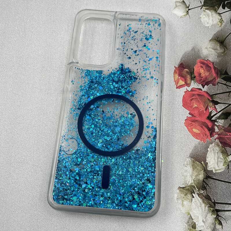 قاب گوشی Galaxy A26 سامسونگ آکواریومی طرح مگ سیف Magsafe اکلیلی شاین شفاف آبی کد 53375 - Image 2