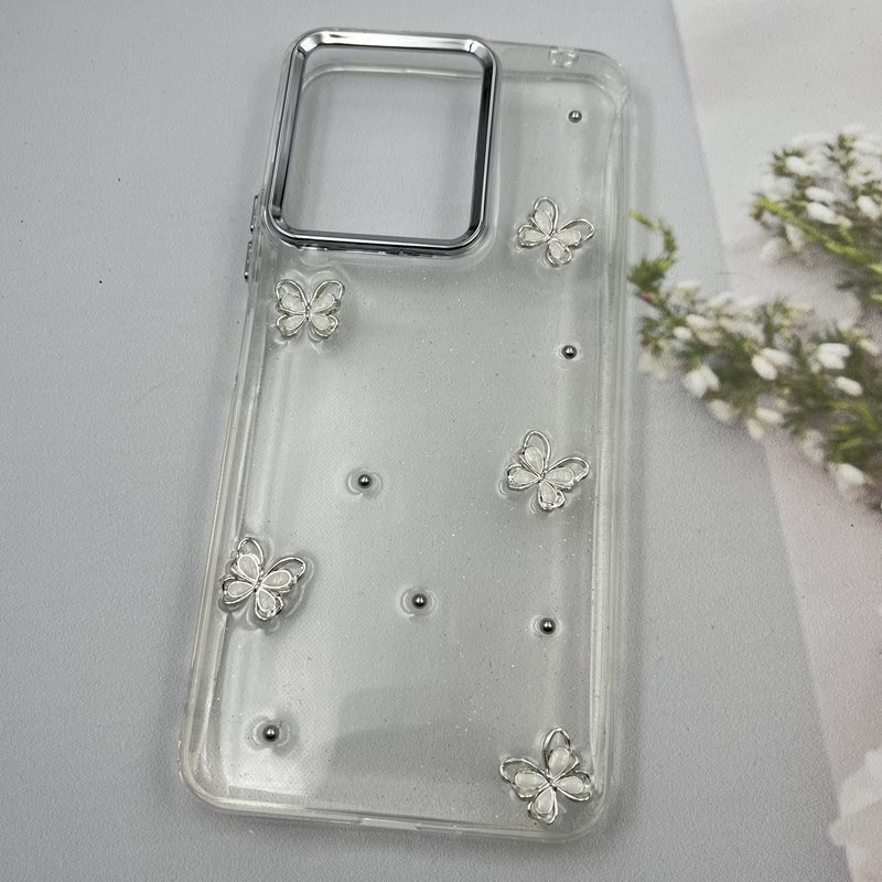 قاب گوشی Redmi 13C / Poco C65 شیائومی Shine Case لنز Silver شفاف شاین ایربگ دار طرح پروانه کد 53713 - Image 2