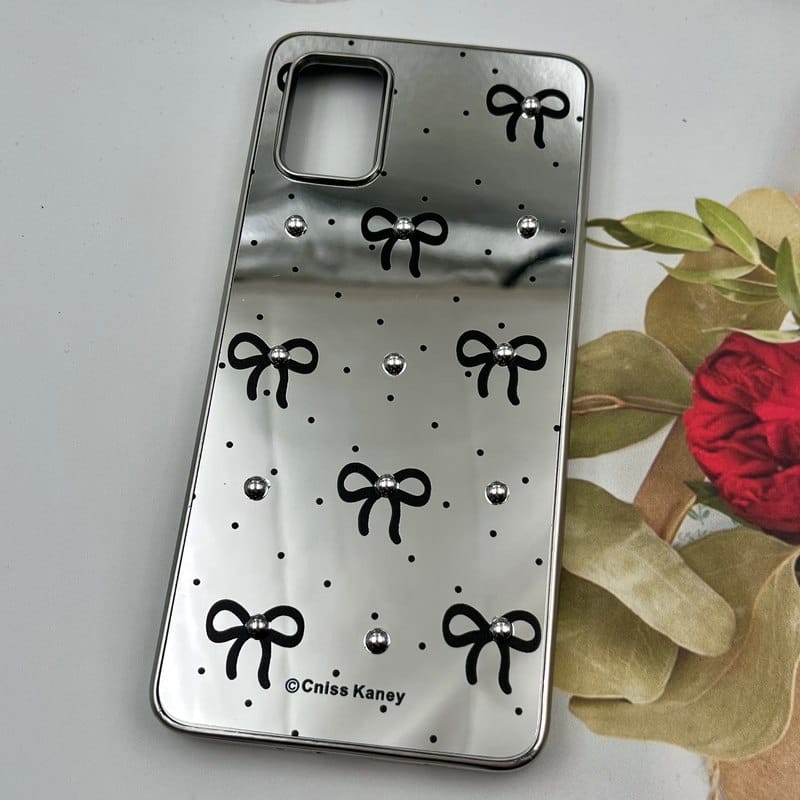 قاب گوشی Galaxy A51 سامسونگ Mirror Case آینه ای مروارید برجسته طرح پاپیون مشکی کد 55687 - Image 2