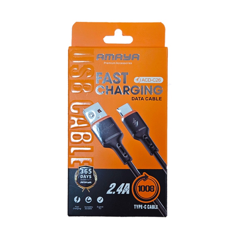 کابل شارژ فست USB To Type-C اورجینال آمایا AMAYA مدل ACD-C26 مشکی 2.4A کد 56664