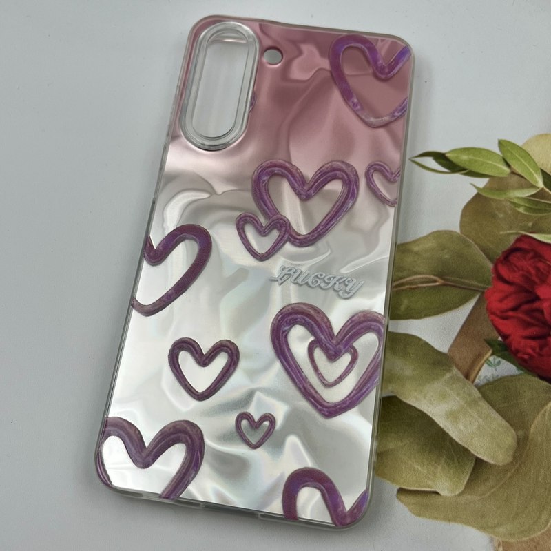 قاب گوشی Galaxy S21 FE سامسونگ 3D Wave Case طرح سه بعدی موج لنز برجسته قلب نقره ای کد 58184 - Image 2