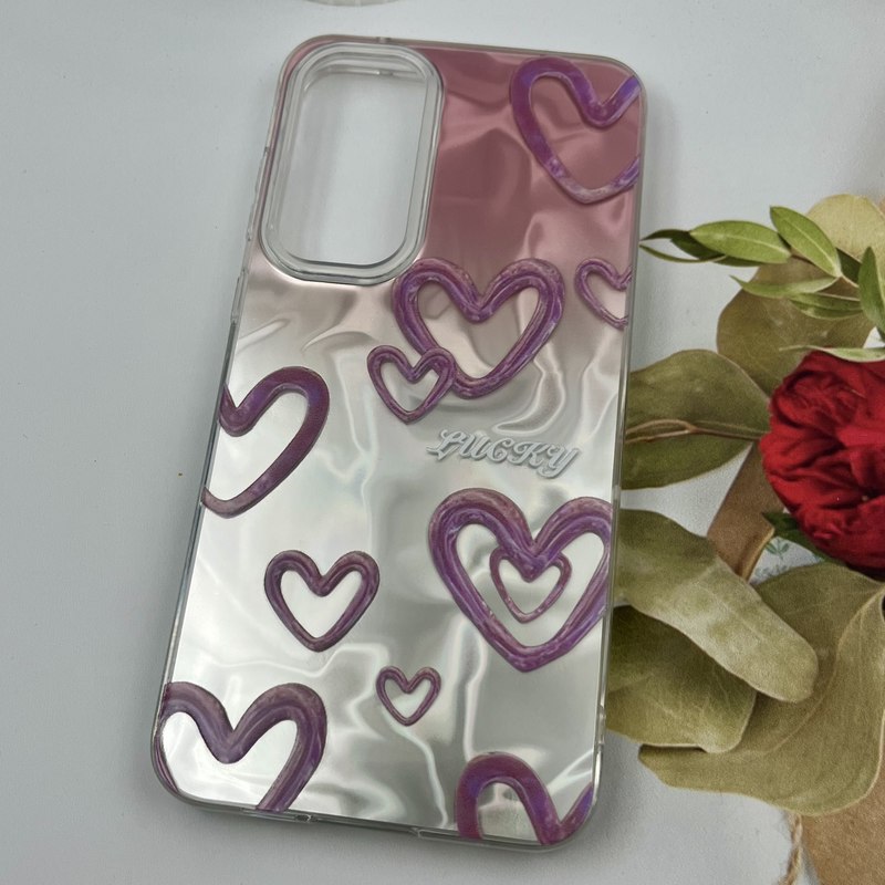 قاب گوشی Galaxy A55 سامسونگ 3D Wave Case طرح سه بعدی موج لنز برجسته قلب نقره ای کد 59241 - Image 2