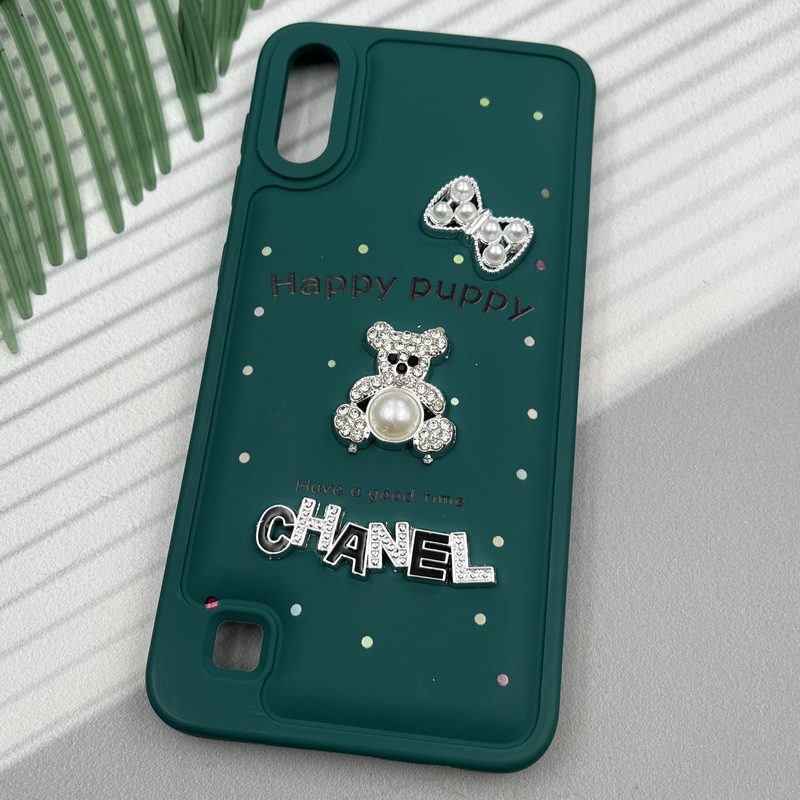 قاب گوشی Galaxy A10 سامسونگ Happy Puppy ایربگ دار طرح تدی مرواریدی برجسته سبز کد 61858 - Image 2