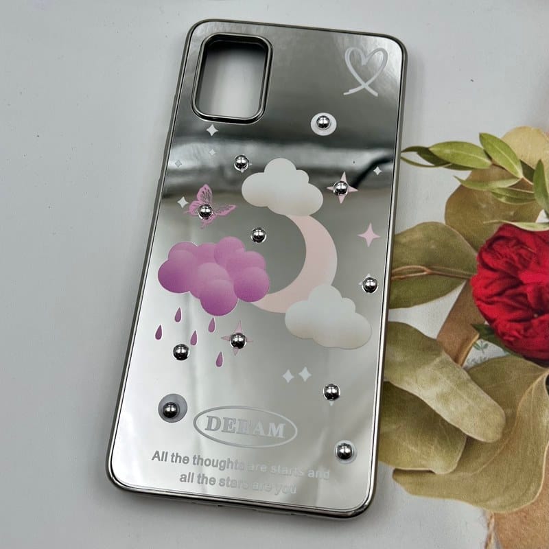 قاب گوشی Galaxy A51 سامسونگ Mirror Case آینه ای مروارید برجسته طرح ماه و ابر کد 64043 - Image 2