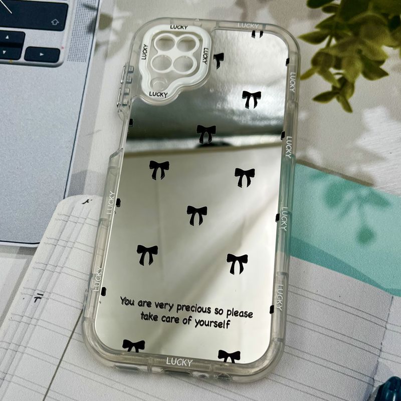 قاب گوشی Galaxy A12 / Galaxy M12 سامسونگ Mirror Case ایربگ دار آینه ای طرح پاپیون مشکی لنز رنگی کد 65308 - Image 2