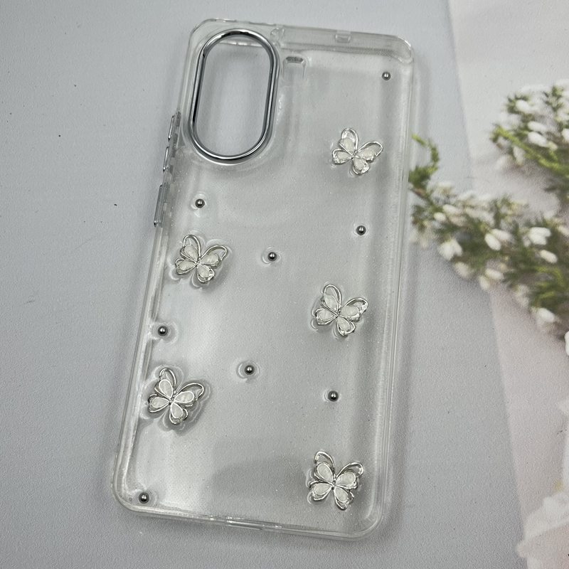 قاب گوشی Poco X7 Pro شیائومی Shine Case لنز Silver شفاف شاین ایربگ دار طرح پروانه کد 65970 - Image 2