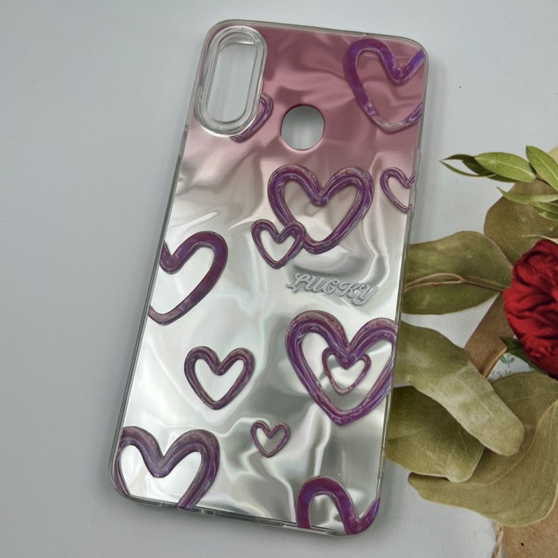 قاب گوشی Galaxy A20S سامسونگ 3D Wave Case طرح سه بعدی موج لنز برجسته قلب نقره ای کد 66621 - Image 2