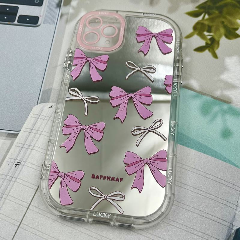 قاب گوشی iPhone 11 Pro Max آیفون Mirror Case ایربگ دار آینه ای طرح پاپیون صورتی لنز رنگی کد 69068 - Image 2