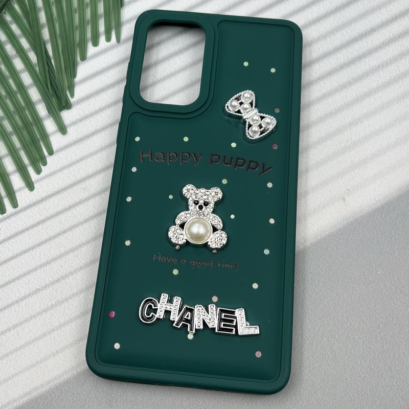 قاب گوشی Galaxy A73 سامسونگ Happy Puppy ایربگ دار طرح تدی مرواریدی برجسته سبز کد 69108 - Image 2
