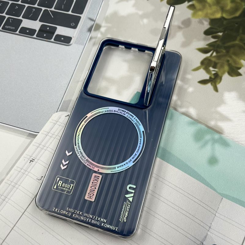 قاب گوشی Redmi Note 13 Pro 4G / Poco M6 Pro 4G شیائومی RT طرح مگ سیف Magsafe لنز استندشو کرکره ای سرمه ای کد 70729 - Image 2