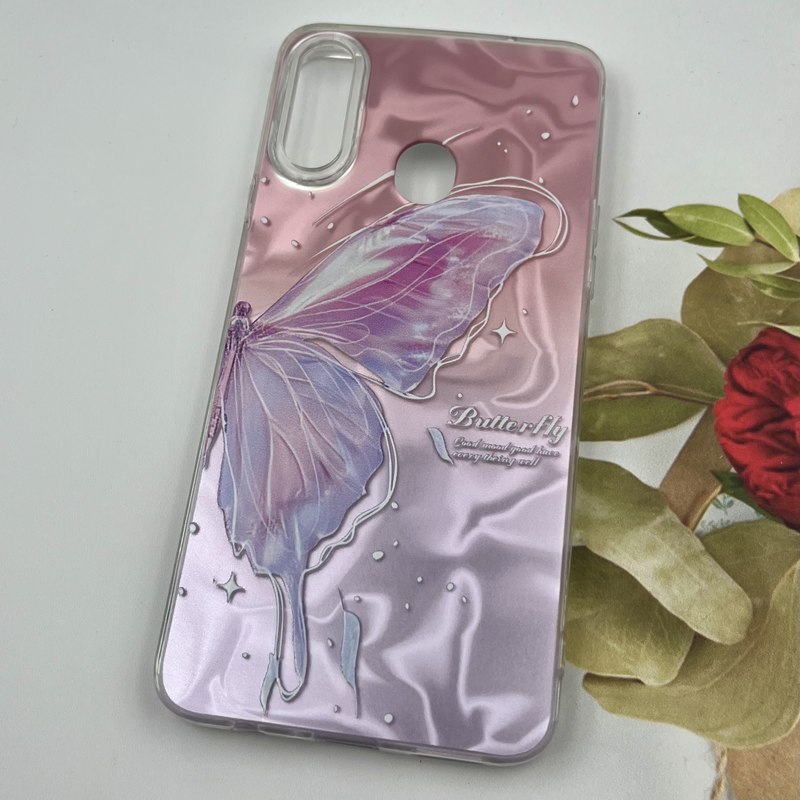 قاب گوشی Galaxy A20S سامسونگ 3D Wave Case طرح سه بعدی موج لنز برجسته پروانه صورتی کد 72809 - Image 2