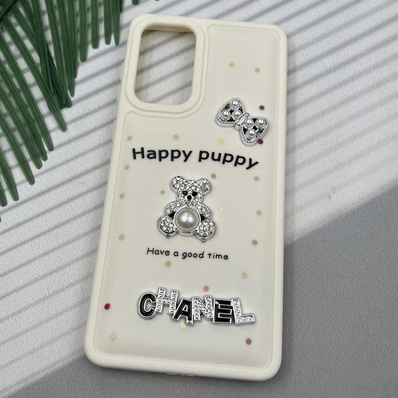 قاب گوشی Galaxy A73 سامسونگ Happy Puppy ایربگ دار طرح تدی مرواریدی برجسته کرم کد 75018 - Image 2