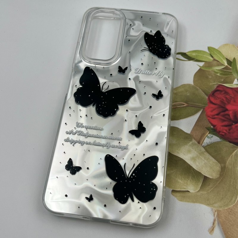قاب گوشی Redmi Note 11 4G / Redmi Note 11S شیائومی 3D Wave Case طرح سه بعدی موج لنز برجسته پروانه نقره ای کد 75430 - Image 2