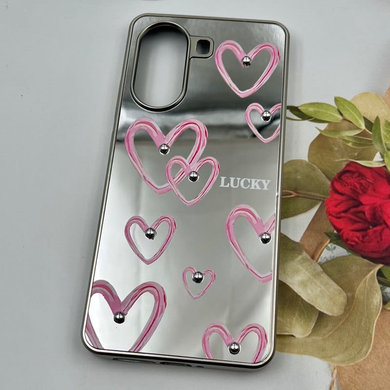 قاب گوشی Poco X7 Pro شیائومی Mirror Case آینه ای مروارید برجسته طرح قلب آبرنگی کد 76556 - Image 2