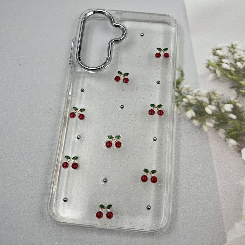 قاب گوشی Galaxy A26 سامسونگ Shine Case لنز Silver شفاف شاین ایربگ دار طرح گیلاس کد 77023 - Image 2