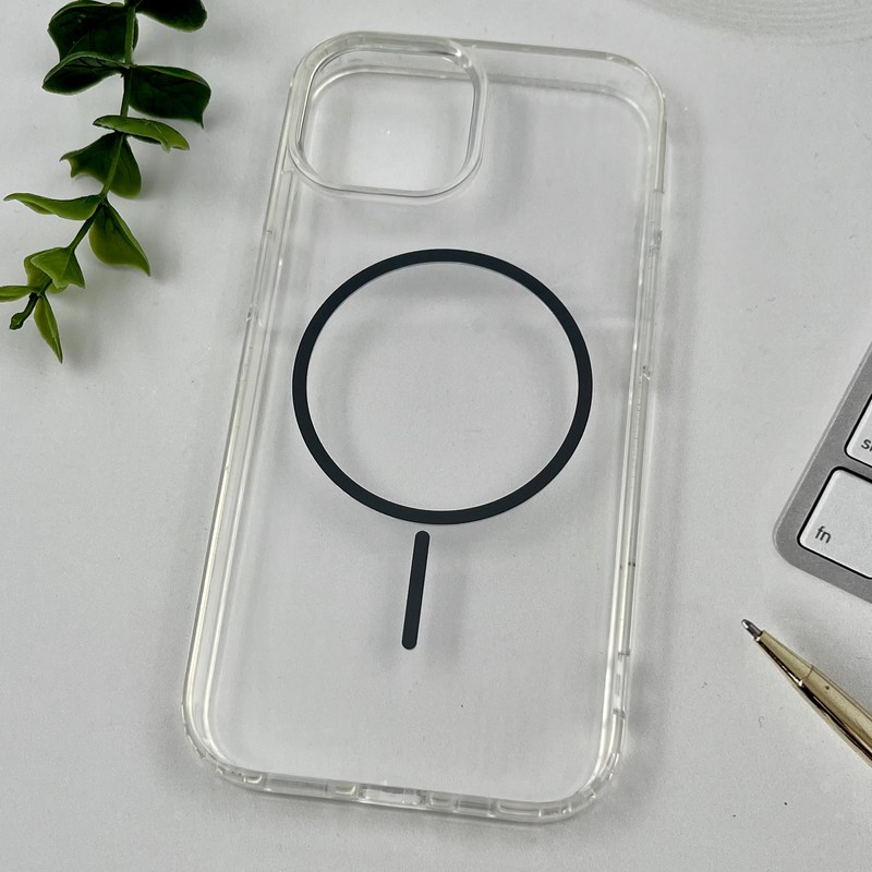 قاب گوشی iPhone 15 آیفون Magnetic Case شفاف مگ سیف Magsafe اورجینال ایربگ دار تیتانیوم کد 77029 - Image 2