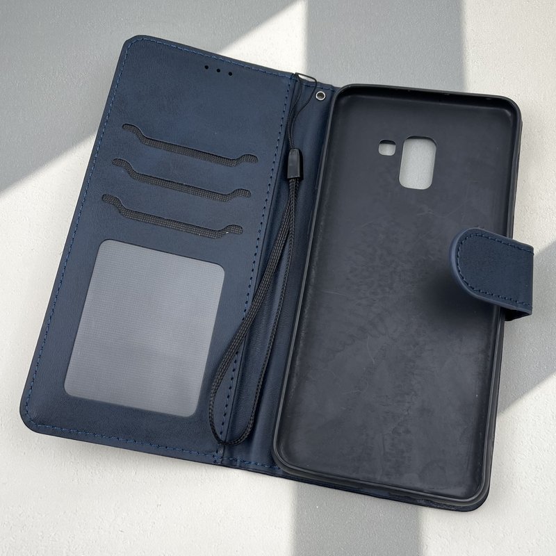 کیف گوشی Galaxy A8 Plus سامسونگ چرم مگنتی جاکارتی بند آویز دار سرمه ای کد 78062 - Image 2