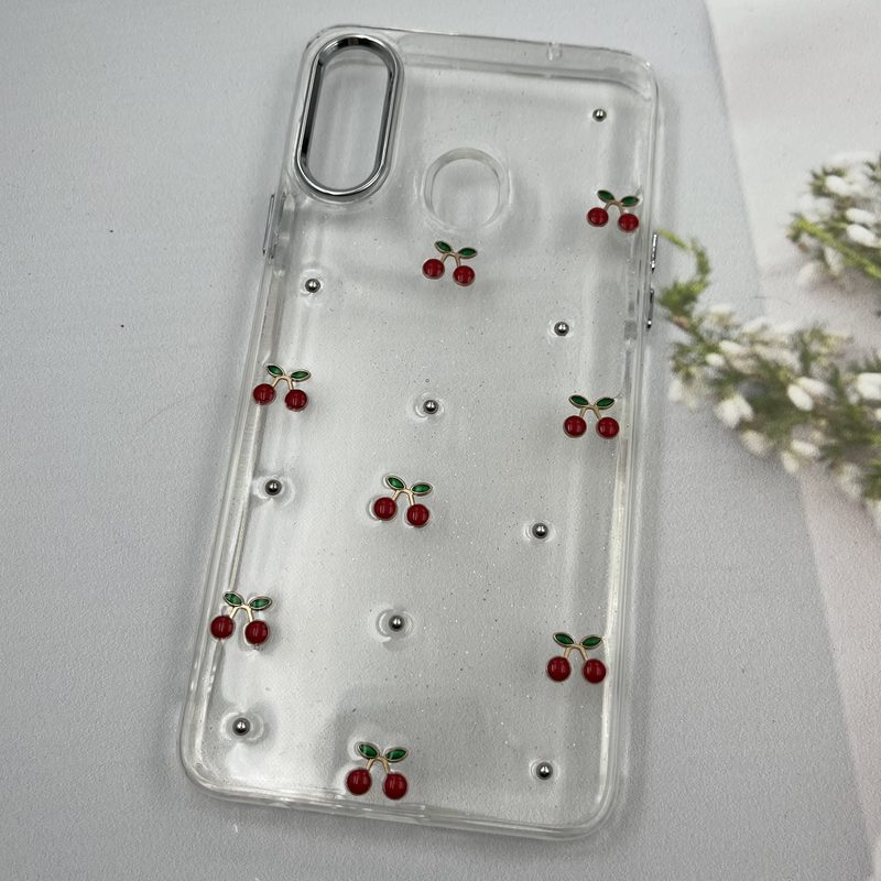 قاب گوشی Galaxy A20S سامسونگ Shine Case لنز Silver شفاف شاین ایربگ دار طرح گیلاس کد 78196 - Image 2