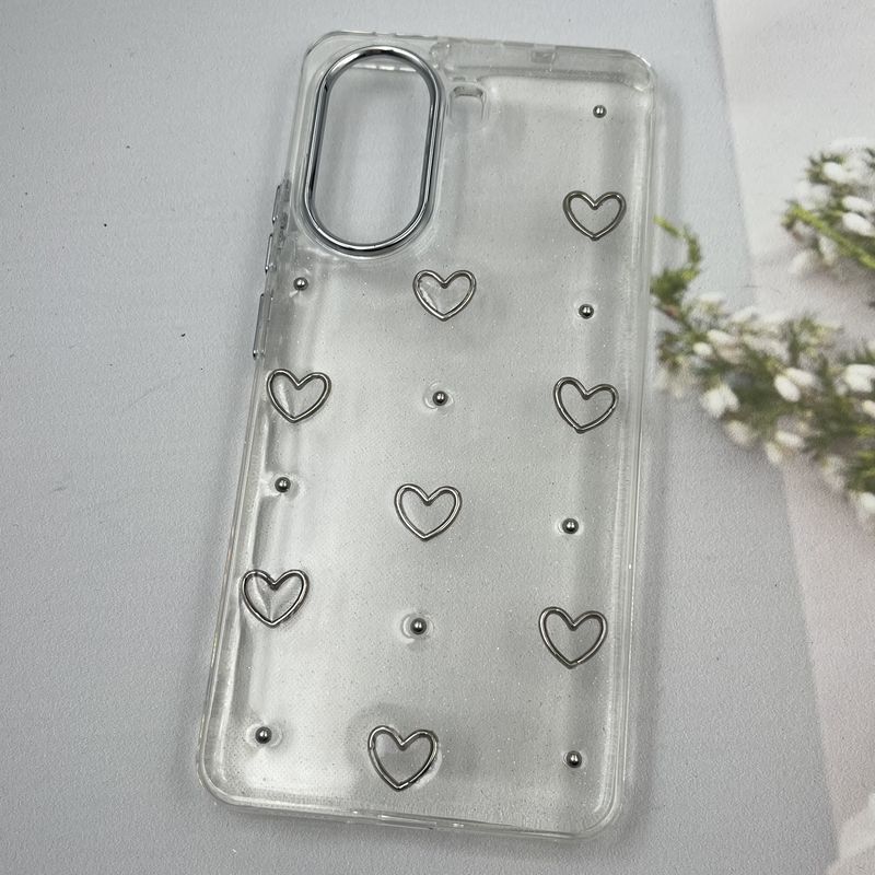 قاب گوشی Poco X7 Pro شیائومی Shine Case لنز Silver شفاف شاین ایربگ دار طرح قلب کد 80048 - Image 2