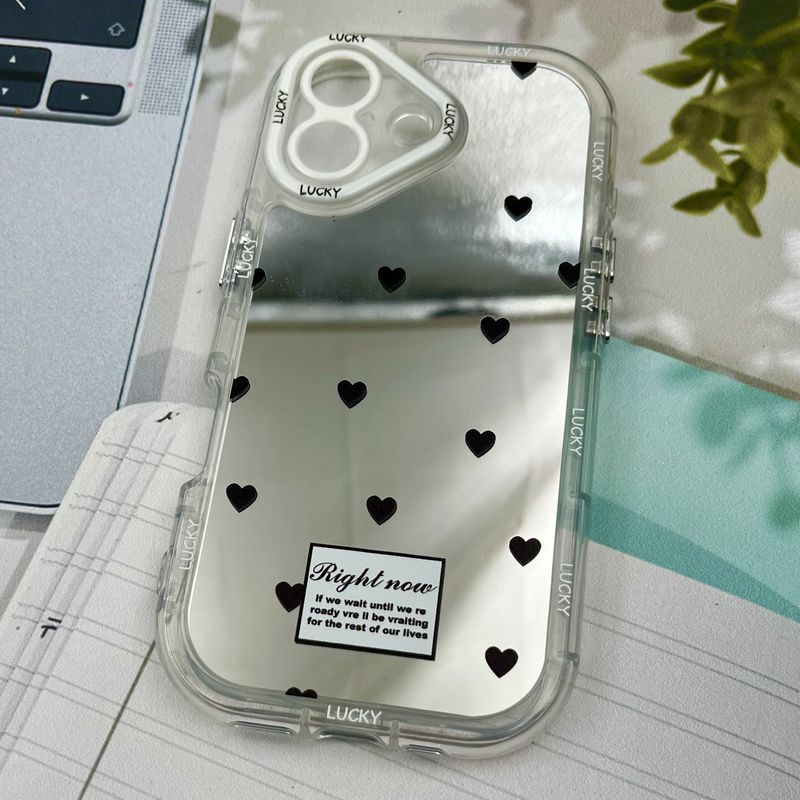 قاب گوشی iPhone 17 آیفون Mirror Case ایربگ دار آینه ای طرح قلبی لنز رنگی کد 81008 - Image 2