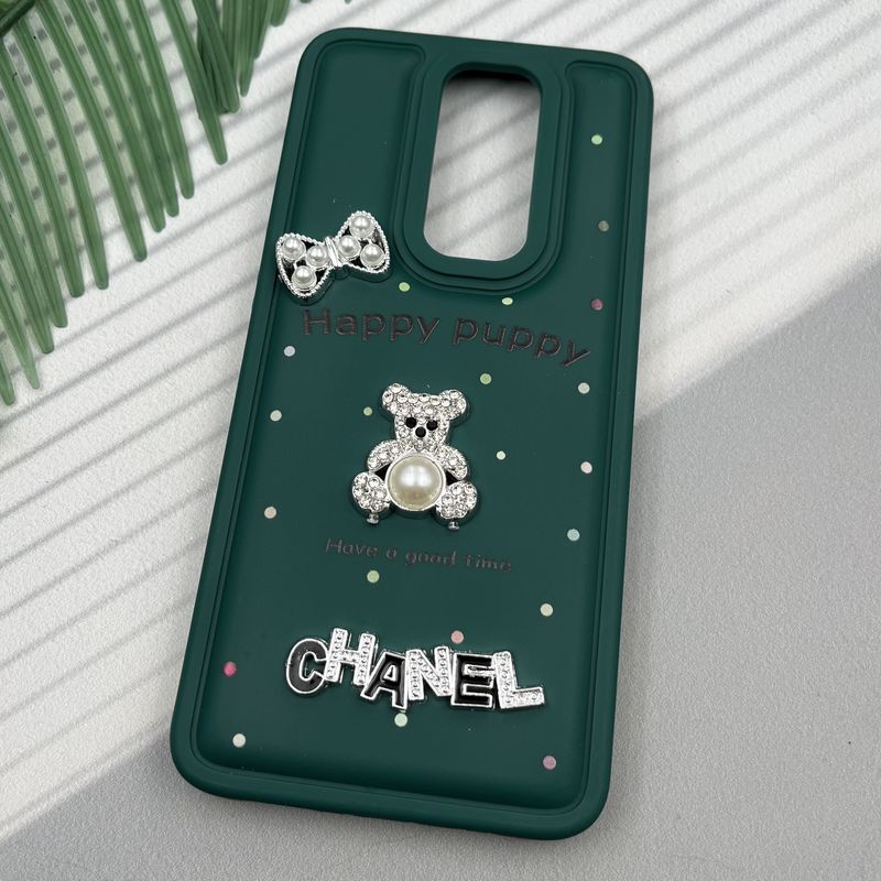 قاب گوشی Redmi Note 8 Pro شیائومی Happy Puppy ایربگ دار طرح تدی مرواریدی برجسته سبز کد 82440 - Image 2