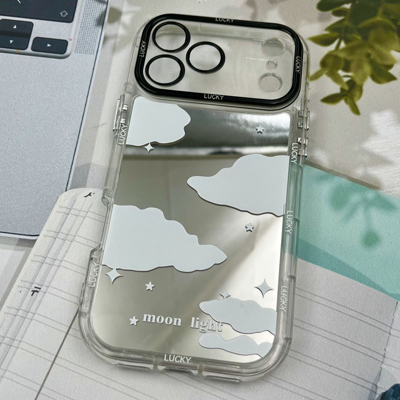 قاب گوشی iPhone 17 Pro Max آیفون Mirror Case ایربگ دار آینه ای طرح ابر سفید لنز رنگی کد 83775 - Image 2