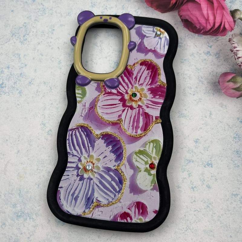 قاب گوشی Galaxy A52 / Galaxy A52S سامسونگ سیلیکونی Flower Case طرح گل نگین برجسته ایربگ دار کد 84366 - Image 2