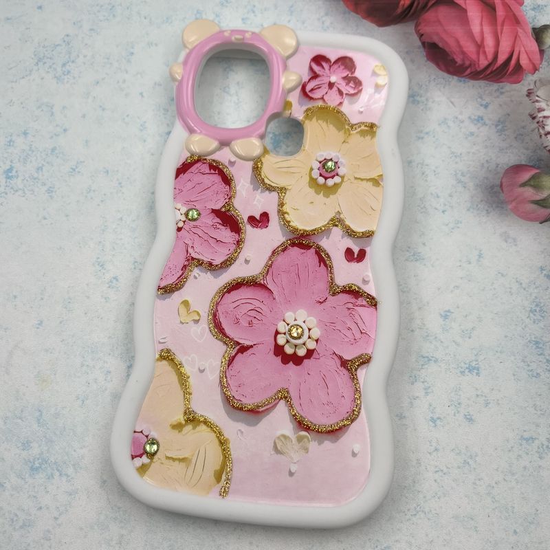 قاب گوشی Galaxy A21S سامسونگ سیلیکونی Flower Case طرح گل نگین برجسته ایربگ دار کد 84549 - Image 2