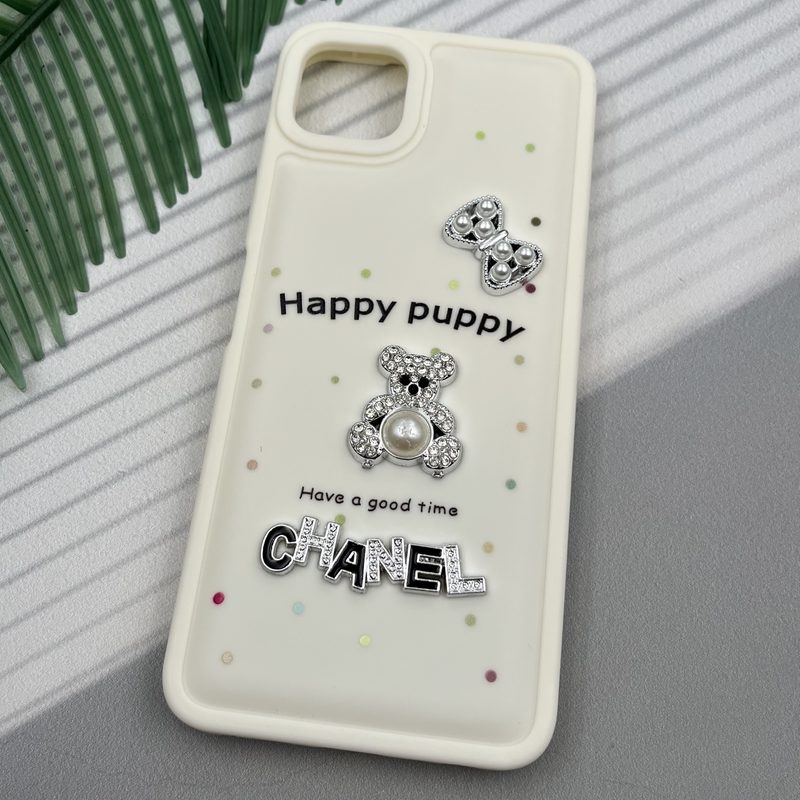 قاب گوشی Galaxy A22 5G سامسونگ Happy Puppy ایربگ دار طرح تدی مرواریدی برجسته کرم کد 84768 - Image 2
