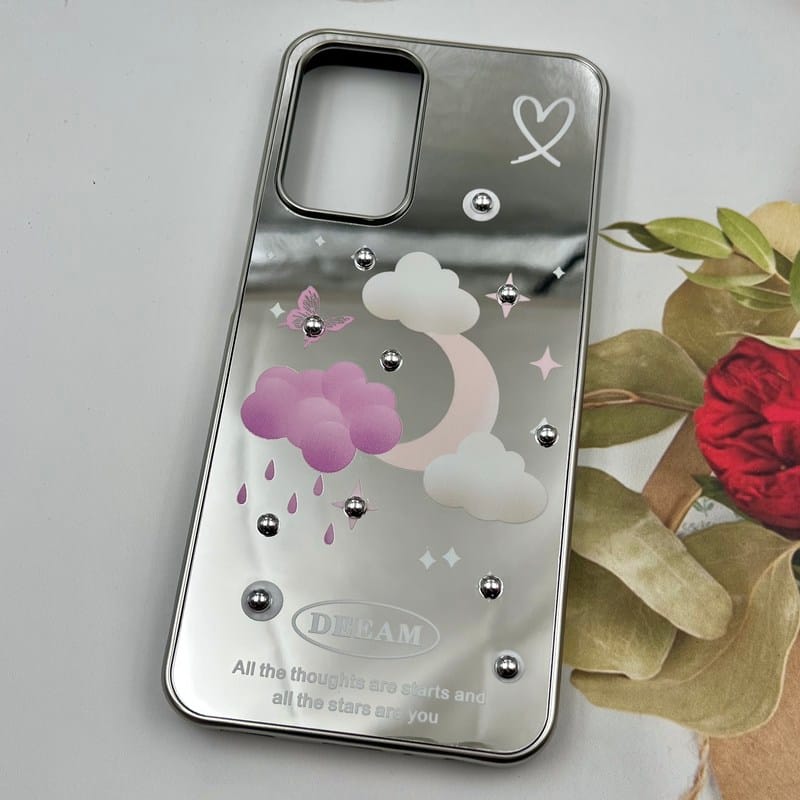 قاب گوشی Galaxy A23 سامسونگ Mirror Case آینه ای مروارید برجسته طرح ماه و ابر کد 85137 - Image 2