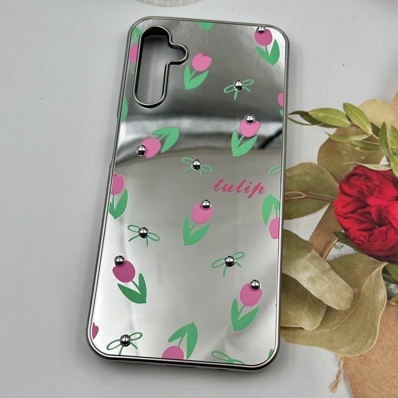 قاب گوشی Galaxy A14 سامسونگ Mirror Case آینه ای مروارید برجسته طرح گل رز کد 85354 - Image 2