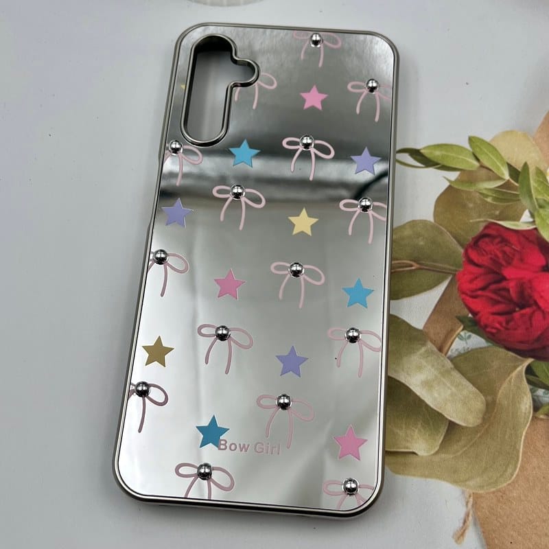 قاب گوشی Galaxy A14 سامسونگ Mirror Case آینه ای مروارید برجسته طرح ستاره کد 86589 - Image 2