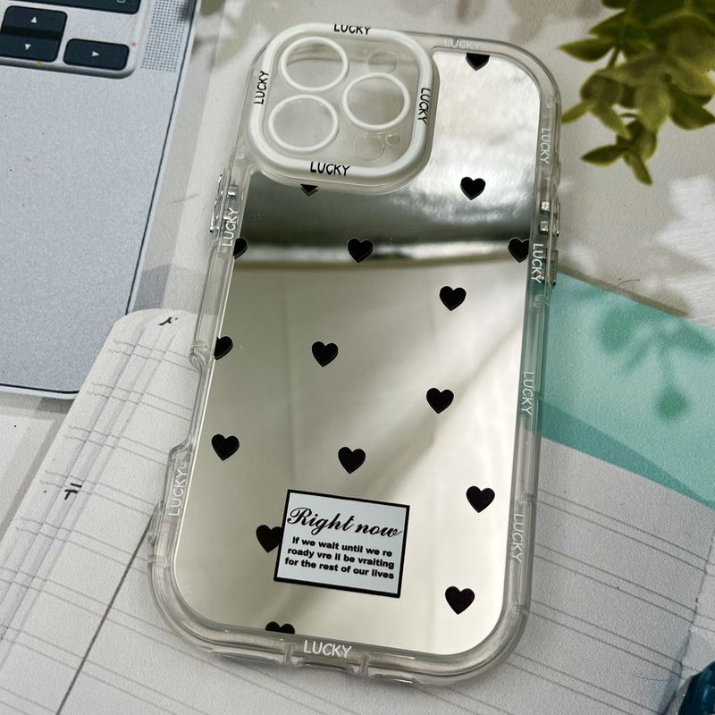 قاب گوشی iPhone 16 Pro Max آیفون Mirror Case ایربگ دار آینه ای طرح قلبی لنز رنگی کد 87780 - Image 2